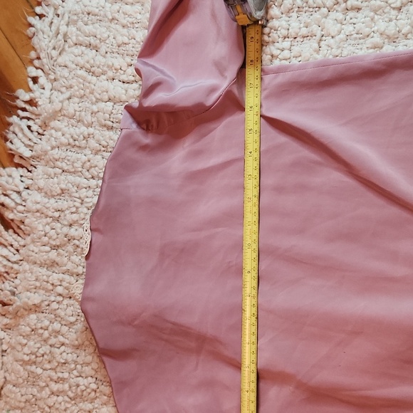 Vintage dusty rose shirt dress with attached lace collar Size M - Picture 10 of 11